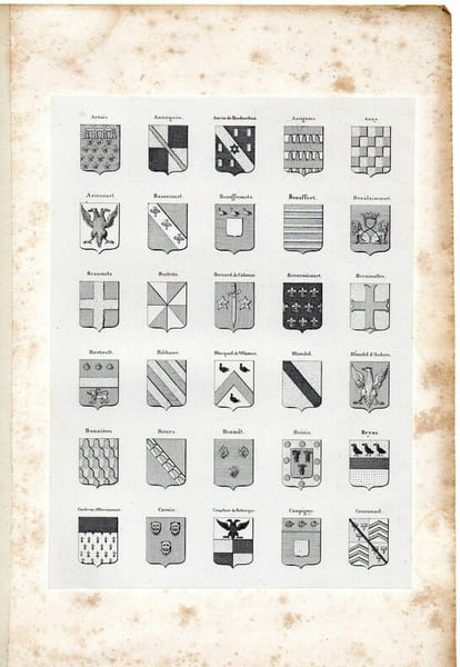 ARMORIAL DE PICARDIE, D'ARTOIS ET DE FLANDRE planche 30 Blasons. 