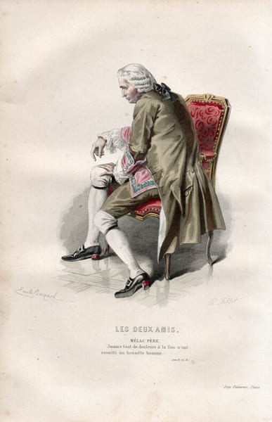 Gravure costume de Th&eacute;&acirc;tre de Beaumarchais. Les deux amis. 