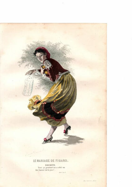 Gravure costume de Th&eacute;&acirc;tre de Beaumarchais.  Le mariage de Figaro " Brid'Oison" . 