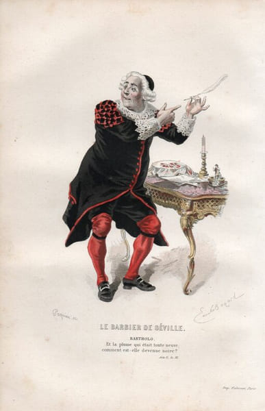 Gravure costume de Th&eacute;&acirc;tre de Beaumarchais.  Le Barbier de Seville " Bartholo " . 