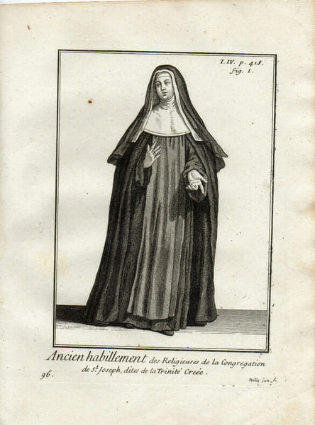 Gravure sur cuivre. ANCIEN HABILLEMENT DES RELIGIEUSES DE LA CONGREGATION DE S. JOSEPH . 