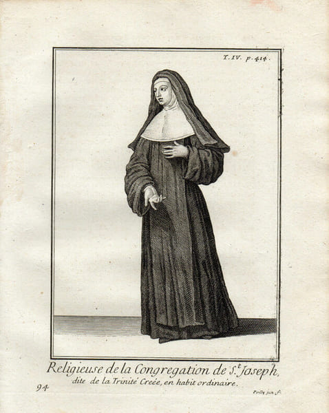 Gravure sur cuivre. RELIGIEUSE DE LA CONGREGATION DE S. JOSEPH DITE DE LA TRINITE CREE . 