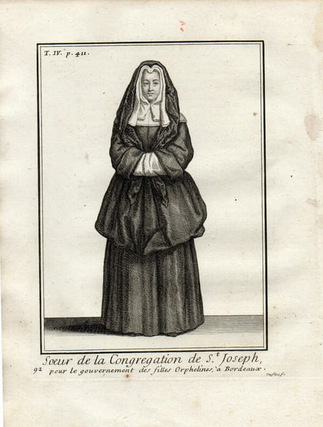 Gravure sur cuivre. SOEUR DE LA CONGREGATION DE S. JOSEPH gouvernement Filles orphelines &agrave; Bordeaux. 