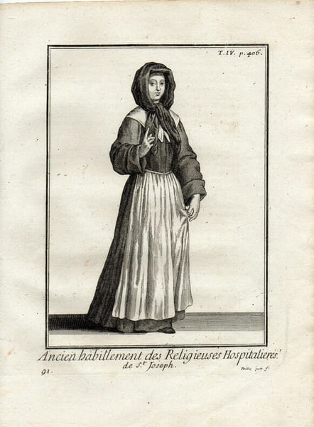 Gravure sur cuivre. ANCIEN HABILLEMENT DES RELIGIEUSES HOSPITALIERES DE S. JOSEPH. 