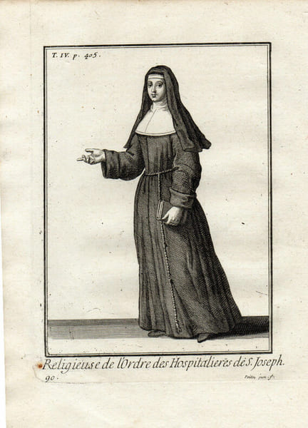 Gravure sur cuivre. RELIGIEUSE DE L'ORDRE des HOSPITALIERES DE S. JOSEPH. 
