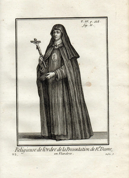 Gravure sur cuivre. RELIGIEUSE DE L'ORDRE DE LA PRESENTATION DE NOTRE DAME EN FLANDRES. 