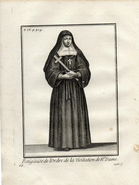 Gravure sur cuivre. RELIGIEUSE DE L'ORDRE DE LA VISITATION DE NOTRE DAME. 