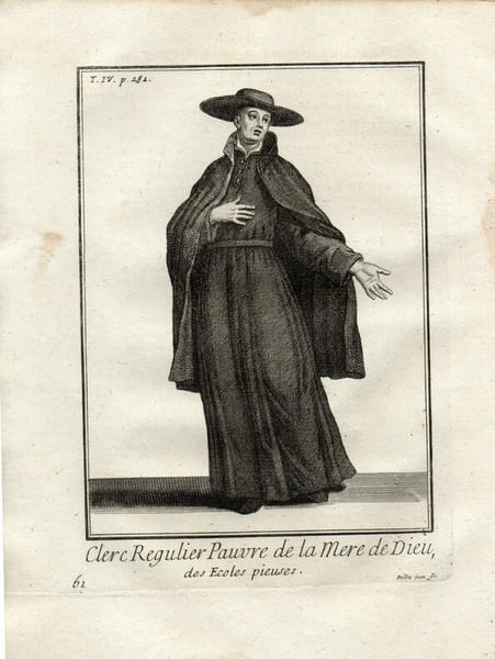 Gravure sur cuivre. CLERC REGULIER PAUVRE DE LA MERE DE DIEU DES ECOLES PIEUSES. 