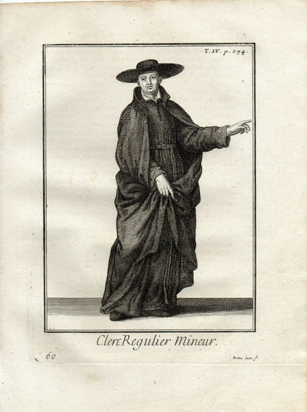 Gravure sur cuivre.  CLERC REGULIER MINEUR
. 