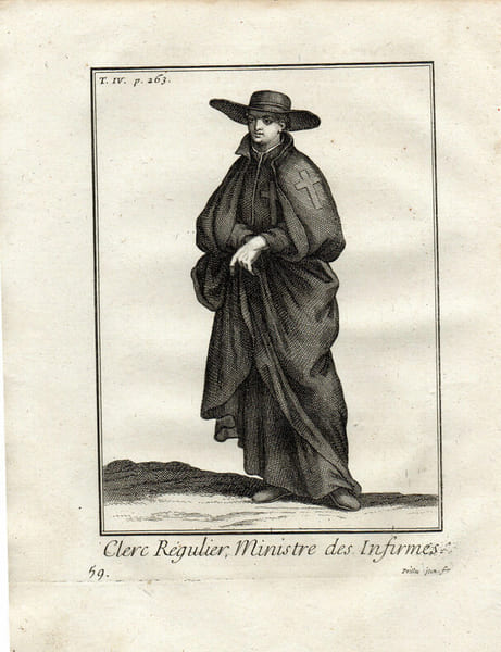 Gravure sur cuivre.  
CLERC REGULIER MINISTRE DES INFIRMES. 