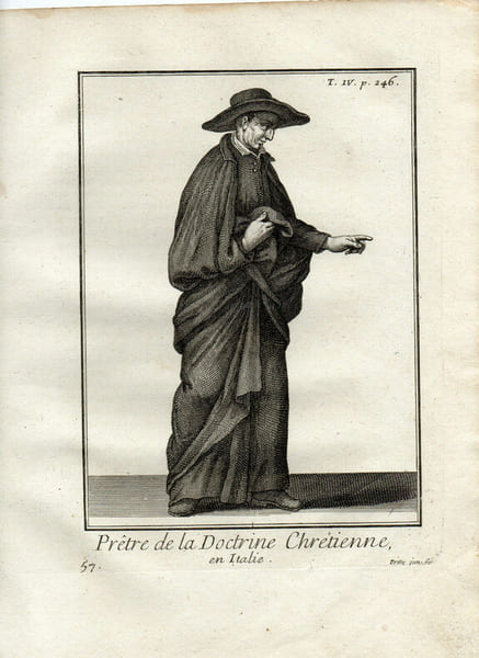 Gravure sur cuivre.  PRETRE DE LA DOCTRINE CHRETIENNE EN ITALIE
. 