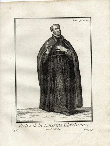 Gravure sur cuivre.  
PRETRE DE LA DOCTRINE CHRETIENNE EN FRANCE. 