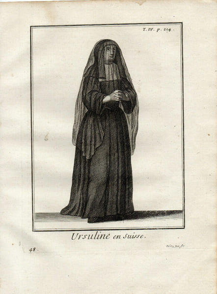 Gravure sur cuivre.  
URSULINE EN SUISSE. 