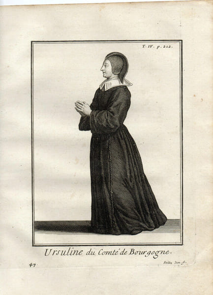 Gravure sur cuivre.  
URSULINE DU COMTE DE BOURGOGNE. 