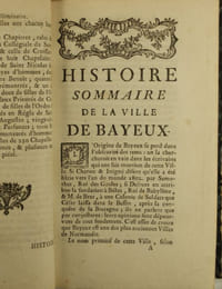 Histoire sommaire de la Ville de Bayeux, Précédé d'un Discours préliminaire sur le Diocèse de ce Nom, suivi du Procès-verbal des Ravages commis par les Protestants en 1562 et 1563, et, en seconde pièce, l'Etat de tous les Bénéfices du Diocèse, Ce Pouillé est connu sous le nom de "Livre Pelut"