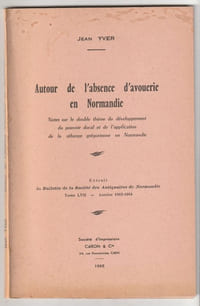 "Autour de l'Absence d'Avouerie en Normandie, Notes sur le double thème du Développement du pouvoir ducal et de l'application de la Réforme grégorienne en Normandie."