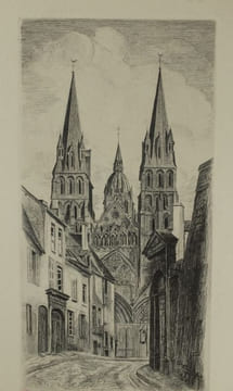 Bayeux, Suite de 10 Eaux Fortes gravées par Raphaël Manchon, Commentées par Dom Aubourg,. Manchon, Raphaël, Dom Aubourg,