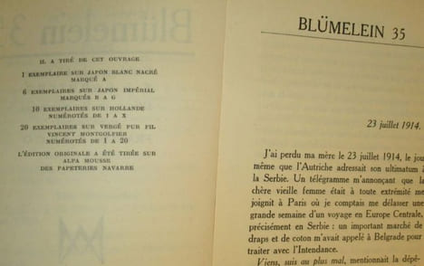 Blümelein 35. Confidences du Lieutenant S. de Barrière, Officier de renseignements, recueillies par Francis Carco.. CARCO Francis - PALEIRAC ...