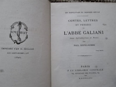 Un Napolitain du dernier siècle : contes, lettres et pensées de l'abbé Galiani avec introduction et notes, par Paul Ristelhuber. . undefined