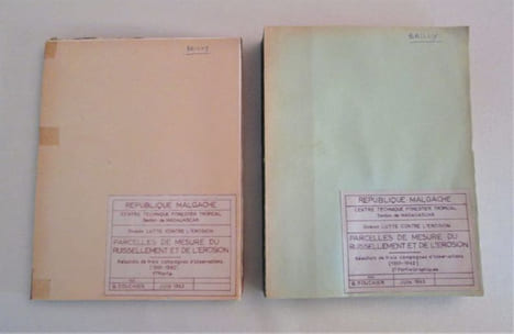 Parcelles de mesure duruissellement et de l'érosion. Résultats de trois campagnes d'observations (1959-1962). 2 parties.. République Malgache - Etude ...
