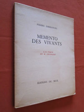 Memento des Vivants. Eau-Forte de Gromaire.. EMMANUEL (Pierre) - GROMAIRE (illustration)