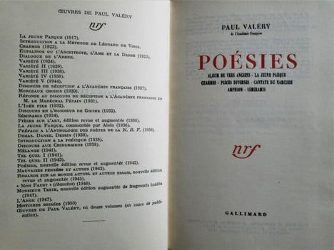 Poésies : Album de vers anciens. La jeune Parque. Charmes. Pièces diverses. Cantate du narcisse. Amphion. Sémiramis.. VALERY (Paul)
