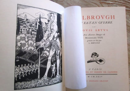 Malbrough s'en va-t-en guerre. Avec diverses images de Maximilien Vox gravées sur bois par L. Bertault.
