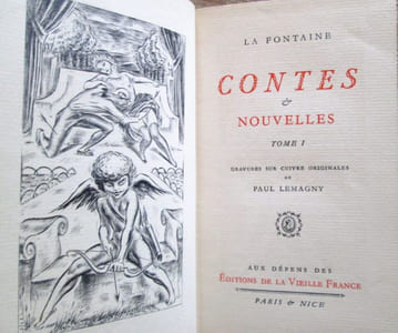 Oeuvres de M. de la Fontaine (7 tomes) : Fables (3 vol.) illustrées par Lucien BOUCHER - Contes (2 vol.) illustrés par Paul LEMAGNY -Thémidore ou mon histoire et celle de ma maitresse illustré par Raoul Serres . Les amours de Psyché et de Cupidon illustré par Paul LAMAGNY.- Complet des sept tomes.