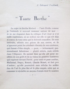 Exposition de Pastels - Aquarelles - Dessins - Crayons de Berthe Morisot.. VALERY (Paul) - MORISOT (Berthe)