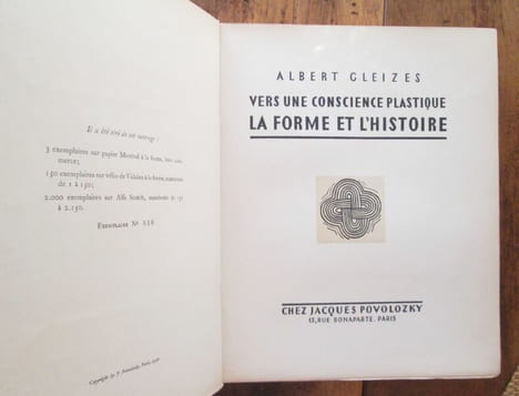 Vers une Conscience Plastique: La Forme et l'Histoire.. GLEIZES (Albert)