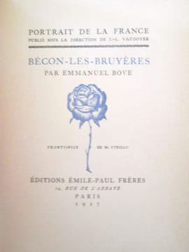Bécon-les-Bruyères. Frontispice de UTRILLO.. BOVE (Emmanuel) - UTRILLO (Maurice)