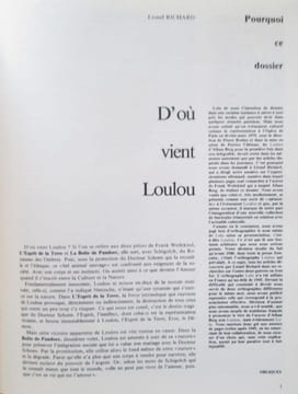 OBLIQUES. Numéro Spécial: Lulu. (Berg - Pabst - Wedekind - Boulez - Cerha - Chéreau).. Richard Lionel - Collectif, Jean Tarvel, Pierre-Jean Jouve, ...
