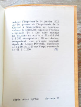 Les sept femmes de Gilbert le Mauvais. (dédicacé). BUTOR (Michel)