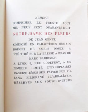 Notre-dame des fleurs.. GENET (Jean)