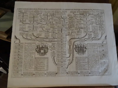 Carte généalogique de la maison de Brunswuick-Lunebourg ; ses différentes branches, ses titres et ses prétentions.