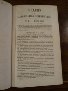 Bulletin de l'association scientifique de France, Mars 1865-Décembre 1867.