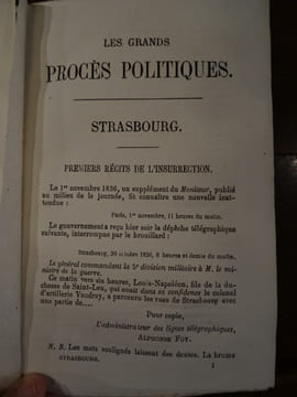 Les grands procès politiques. Strasbourg, d'après les documents authentiques, réunis et mis en ordre par Albert Fermé.. Fermé, Albert.
