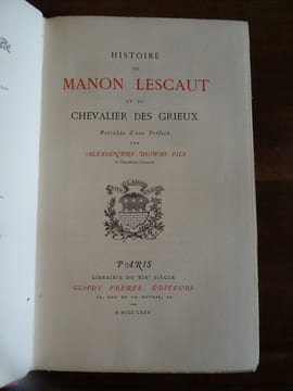 Histoire de Manon Lescaut et du Chevalier Des Grieux. Précédée d'une Préface par Alexandre Dumas Fils.. Prévost, Antoine-François.