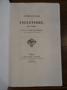Souvenirs d'un voyage en Angleterre, en 1838.