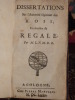 Dissertations sur l'autorité légitime des Rois en Matière de Régale par M. L. V. M. D. R.. Le Vayer de Boutigny, Roland.