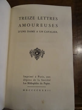 Treize lettres amoureuses d'une dame à un cavalier.. [Boursault]