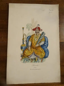 Lithographie XIXème en couleurs représentant un Rajah de Baroda.
