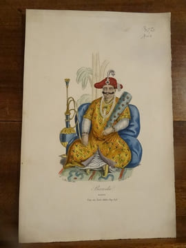 Lithographie XIXème en couleurs représentant un Rajah de Baroda.. undefined