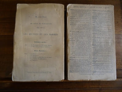 Les Oeuvres et Les Hommes. 1ère partie : Les Philosophes et les écrivains religieux. 2ème partie : Les Historiens politiques et littéraires.