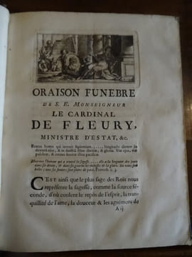 Recueil de 6 pièces d'oraisons funèbres, de Mandements et d'honneurs concernant la mort du cardinal de Fleury et de Louis de France Dauphin dans une ...
