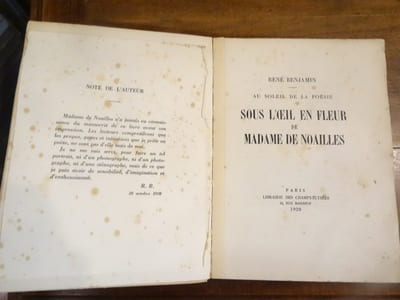Au Soleil de la Poésie, Sous le l'oeil en fleur de Madame de Noailles.

