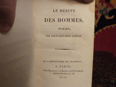 Le mérite des hommes, poème. Suivi de "Le mérite des femmes" par Gabriel Legouvé.. Gaetan, Angélique-Rose.