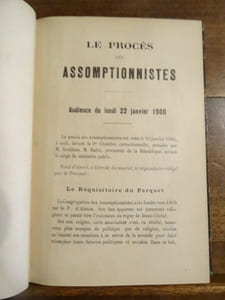 Procès des Assomptionnistes, exposé et réquisitoire du procureur de la république.