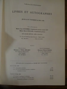 Livres et Autographes, Collection Jean Elleinstein. 30 Mai 1980. Catalogue de vente.

