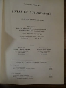 Livres et Autographes, Collection Jean Elleinstein. 30 Mai 1980. Catalogue de vente.

. undefined